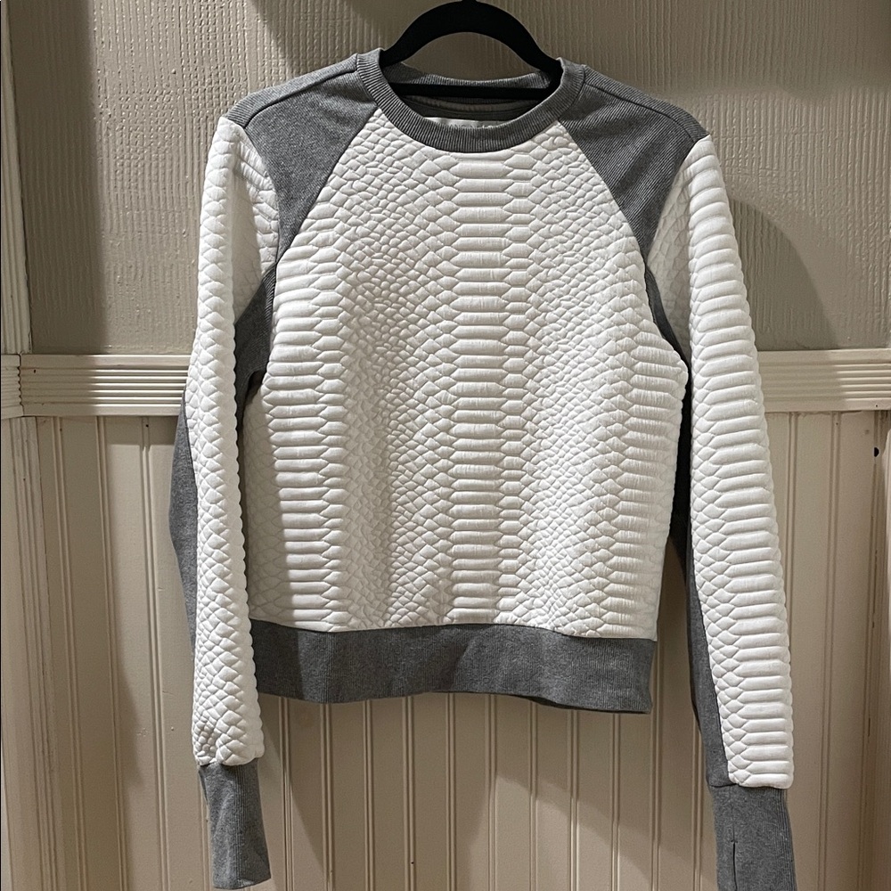 Blanc Noir Gray and White croc textured sweatshirt XS